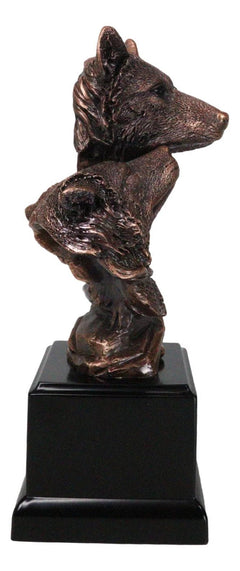 Forest Moonlight Lovers 2 Wolves Bust Bronze Electroplated Resin Statue-2
