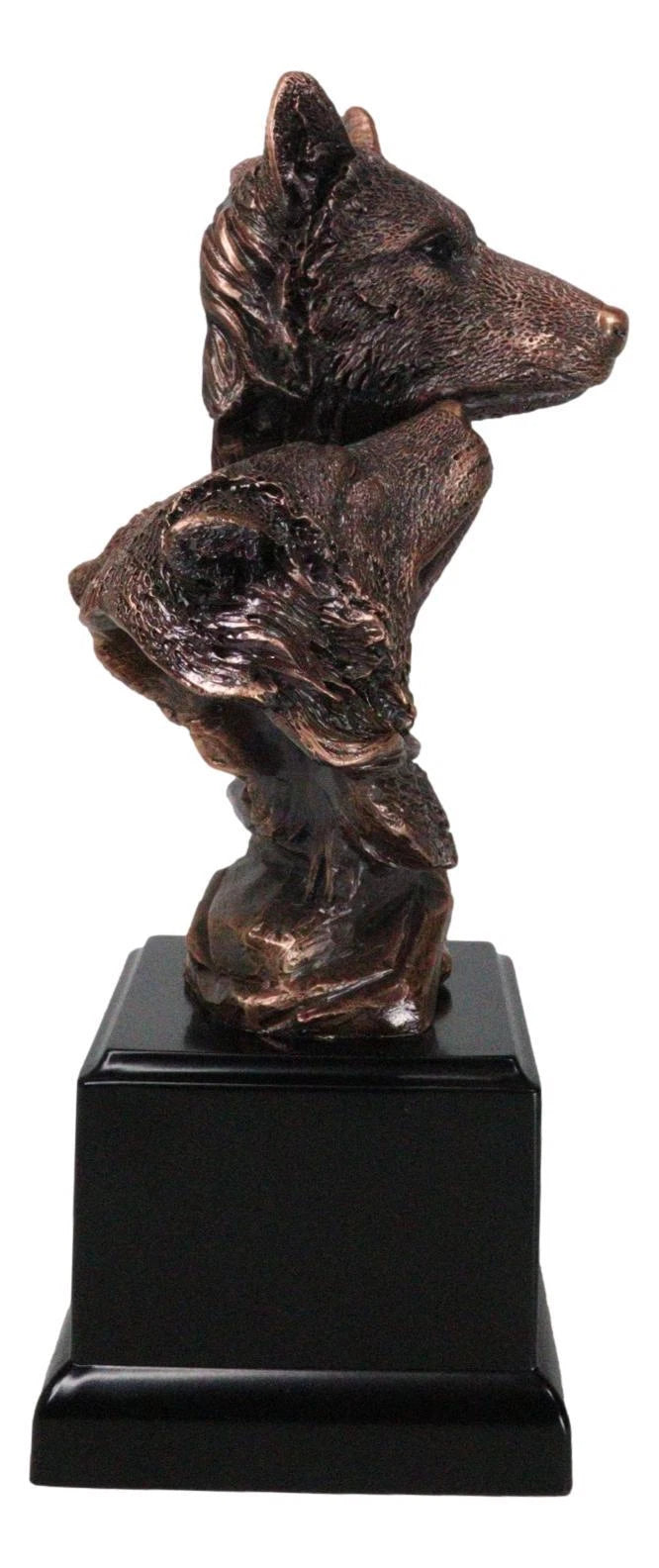 Busto de lobos de Forest Moonlight Lovers, estatua de resina galvanizada de bronce