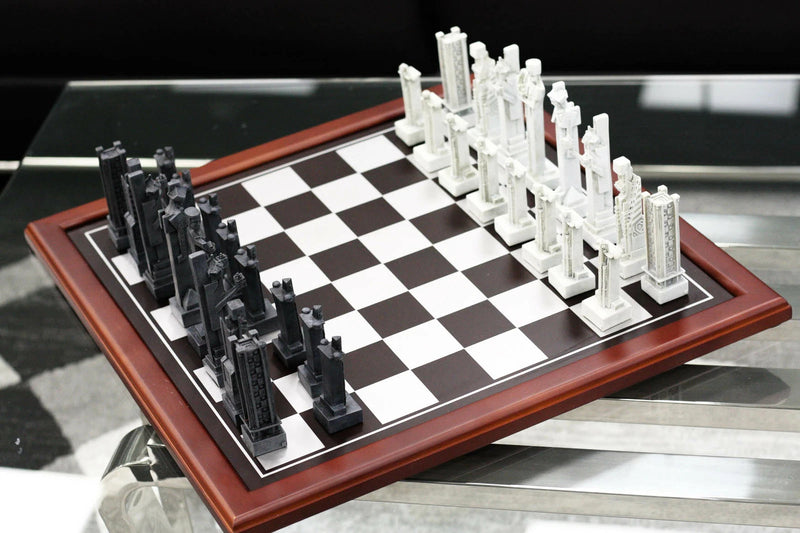 Frank Lloyd Wright Midway Gardens Sprites Resin Chess Pieces & Wooden Board Set-1