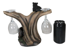 10"H Climbing Black Bear Liquor Wine Glasses and Bottle Holder Figurine-6