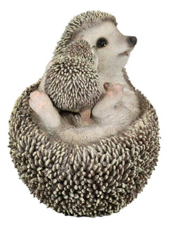 Realistic Cuddle Time Baby Hedgehog with Mother Lying On Its Back Figurine-4