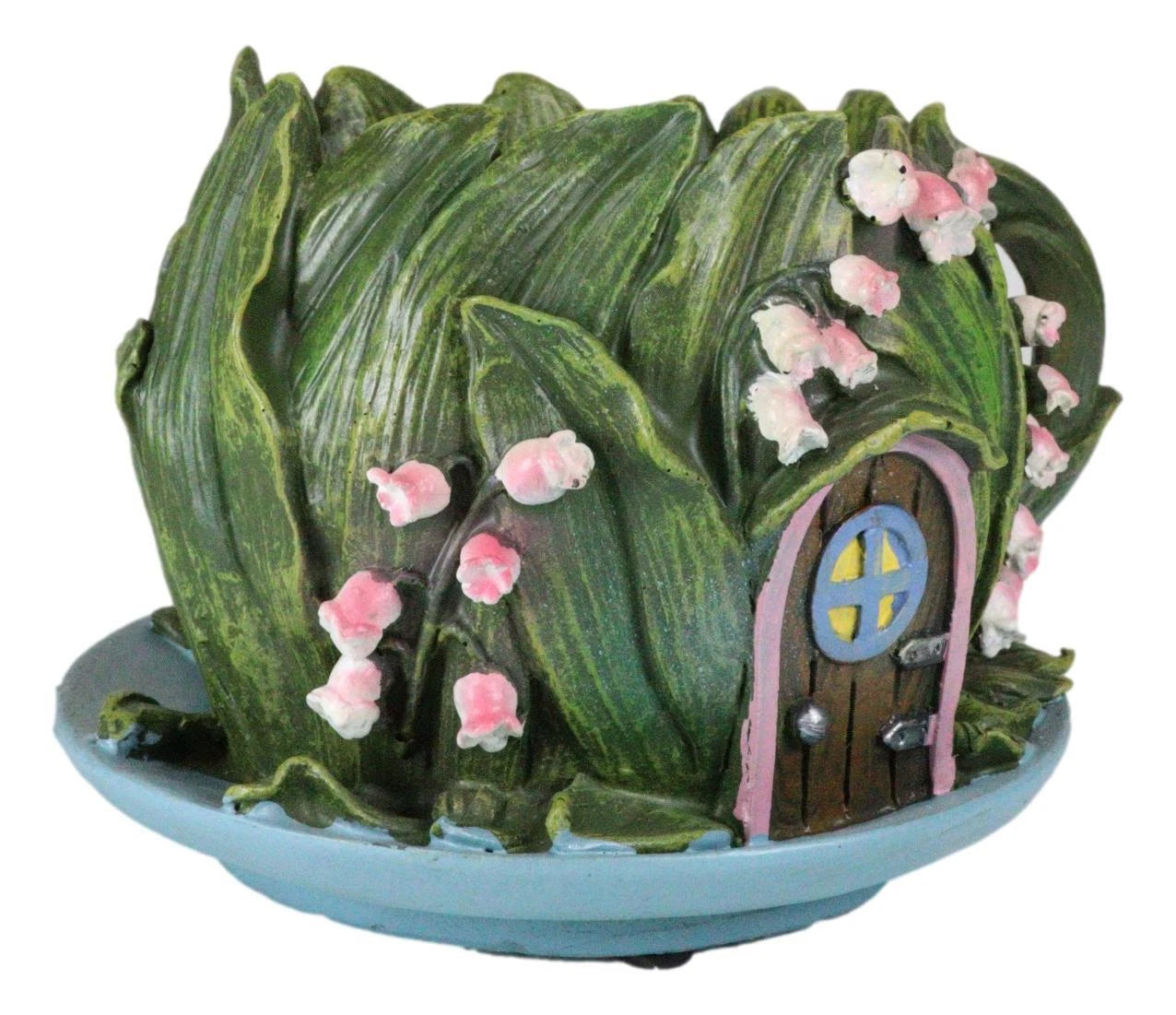 Fairy Garden Leaf Foliage Teacup Cottage House Floral Planter Vase Figurine-4