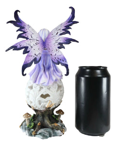 Goddess Amethyst Fairy Sitting On Filigree Orb Figurine LED Night Light-4
