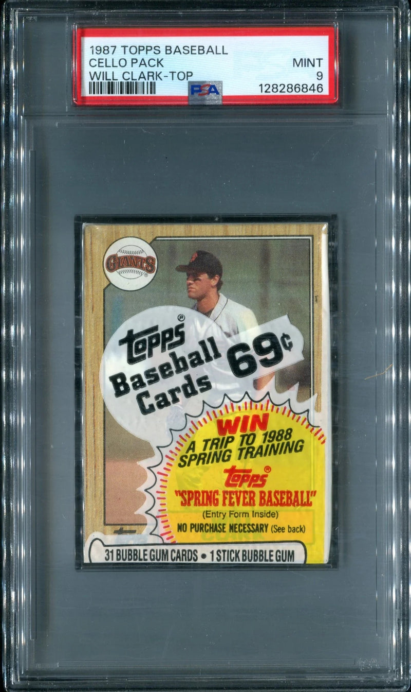 1987 Topps Baseball Unopened Cello Pack PSA 9 Clark RC Top *6846-1