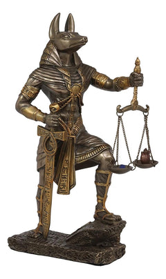 God Anubis with Scales of Justice Statue Figurine 10" Tall (Faux Bronze Resin)-3