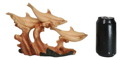 Nautical Marine Sea Ocean 3 Dolphins Swimming With Waves Faux Wood Figurine-2