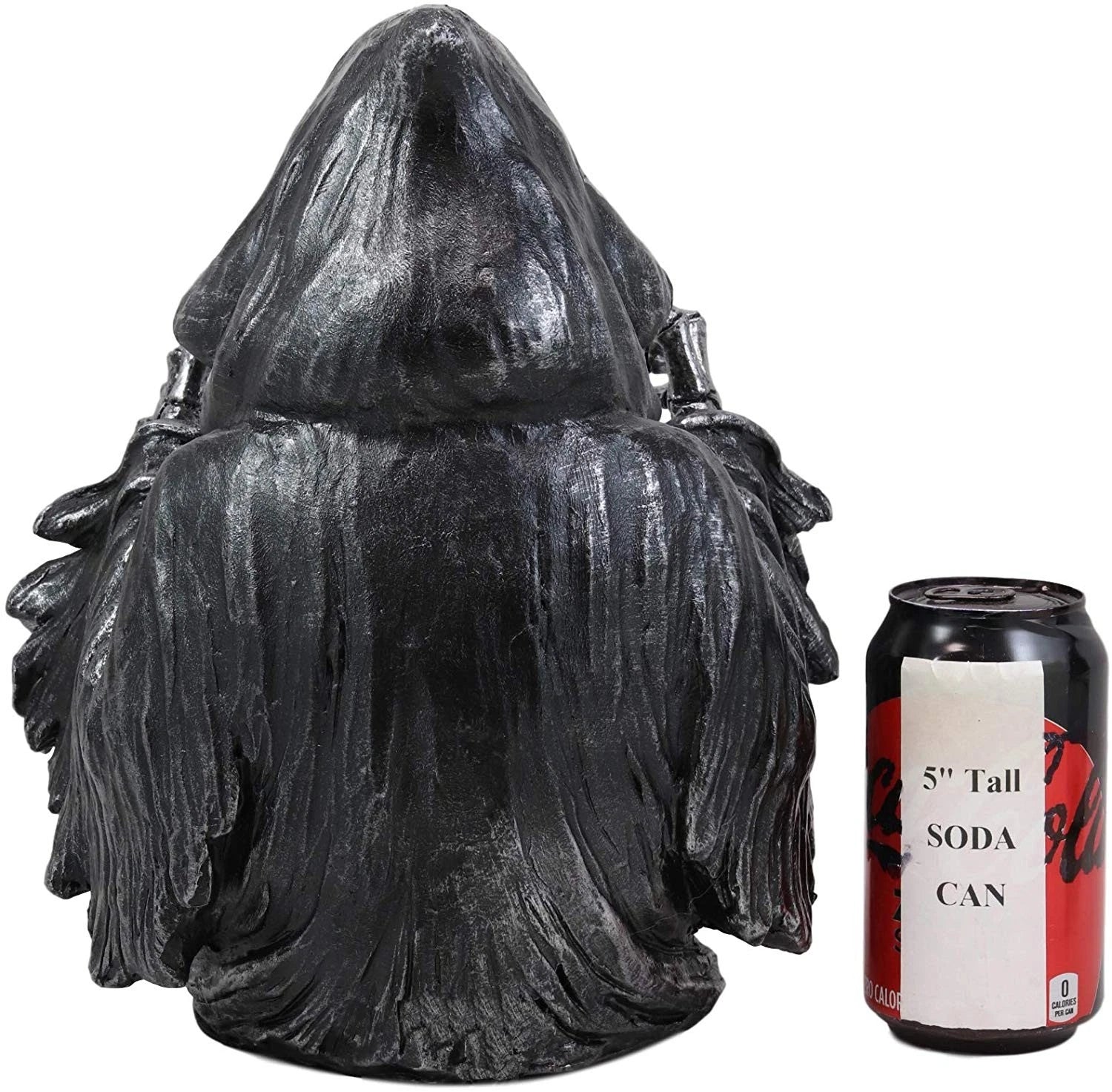 Gothic Alchemy Evil Grim Reaper Skeleton With Scrying Plasma Ball Lamp Statue-3