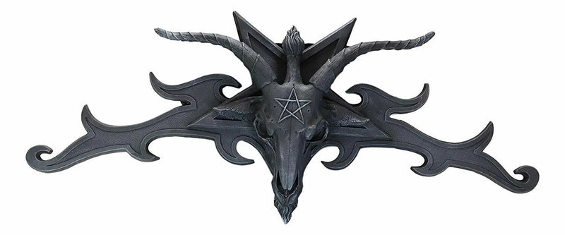 Large 34"W Sabbatic Goat Baphomet Head Wall Decor Overdoor Door Pediment-2