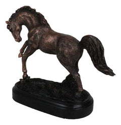 Rustic Western Country Stallion Horse Textured Bronze Resin Figurine With Base-2