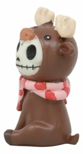 Furry Bones Pink Scarfed Spruce The Moose With White Duck Skeleton Figurine 3"H-3