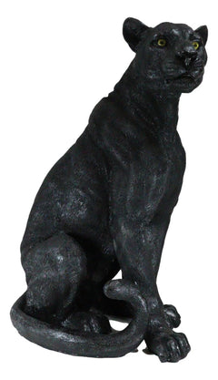 Realistic Large Black Ghost Panther Jaguar Hunter 20"H Garden Patio Statue-5