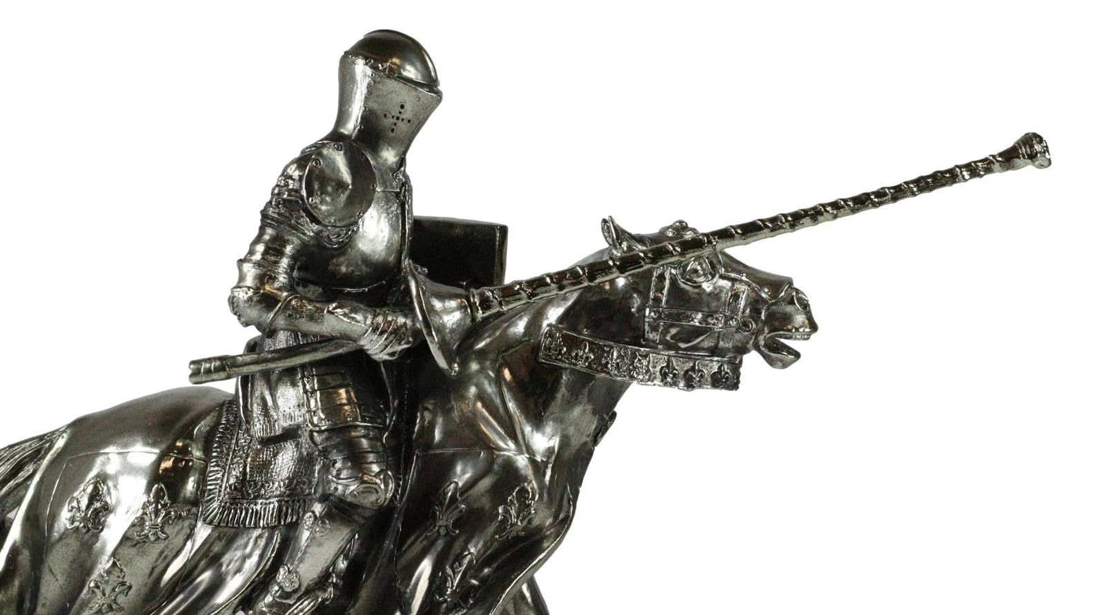 Estatua de caballero en armadura medieval en justas a caballo Torneo medieval-2