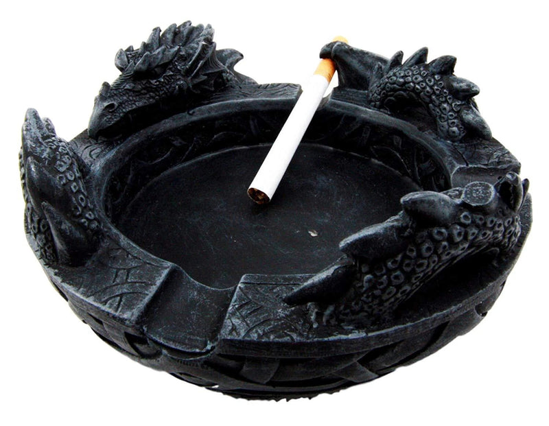 Medieval Fantasy Celtic Gerwolf Sleeping Dragon Round Cigarette Ashtray 5.75" L-3