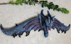 Large 34.25"L Fantasy Midnight Overwatch Dragon With Open Wings 3D Wall Plaque-2