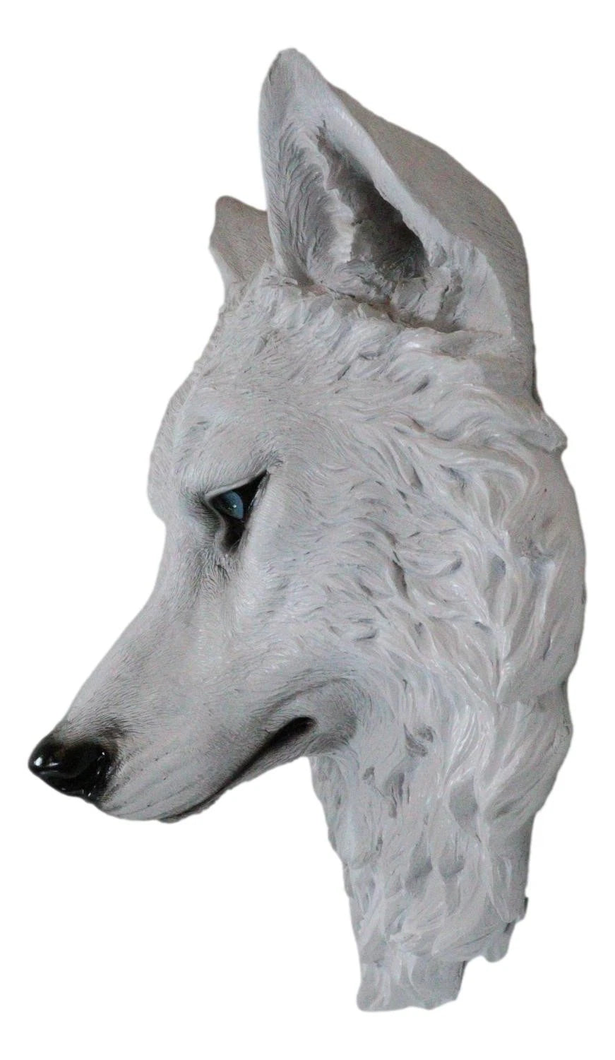 Large Ghost Albino Snow White Wolf Head Wall Decor Plaque 16"H Direwolf Figure-4