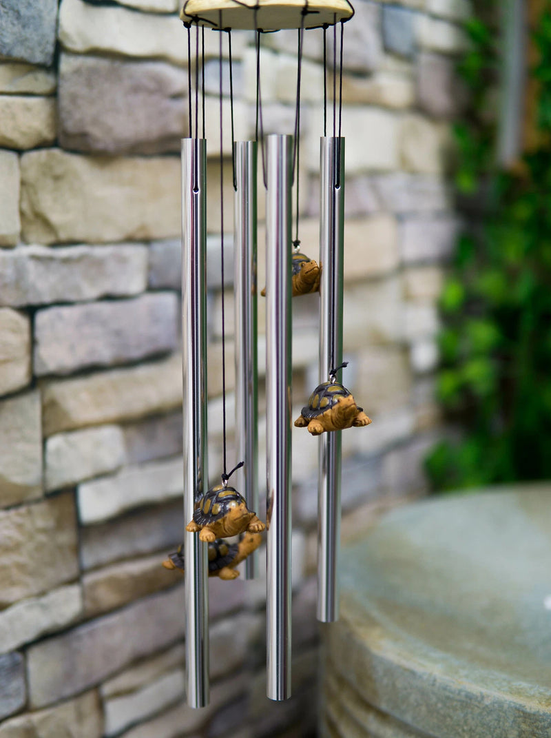 Reptile Brown Giant Tortoise Mother Piggybacking Hatchling Wind Chime-5