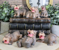 Juego de 6 hipopótamos bebés caprichosos, figuras pequeñas de hipopótamos de río de 3" de alto-1