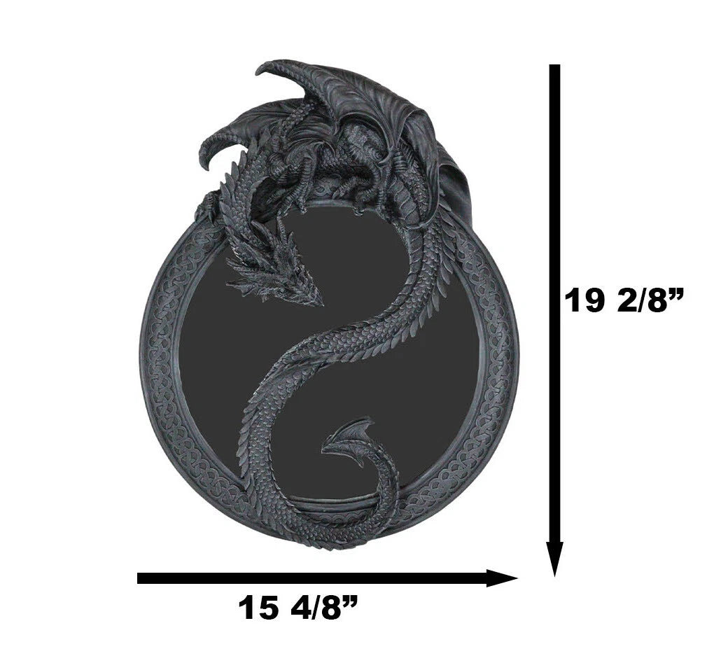 Feng Shui Yin Yang Harmony Celestial Dragon Wall Hanging Mirror Plaque Decor-2