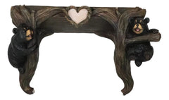 Whimsical 2 Climbing Black Bears By Forest Tree Branches Floating Wall Shelf-5