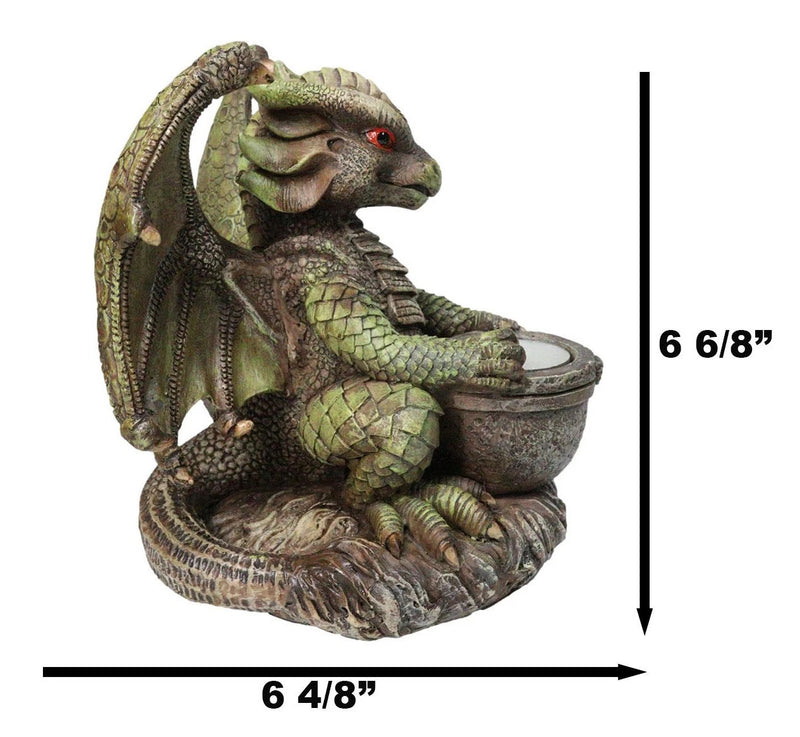 Earth Druid Dragon Holding Magic Cauldron Tea Light Candle Or Incense Holder-3