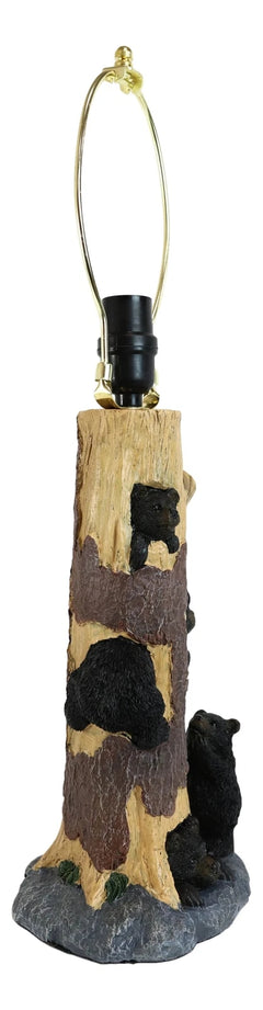 Rustic Black Bear Cubs Peekaboo Climbers by A Tree Table Lamp Statue With Shade-5