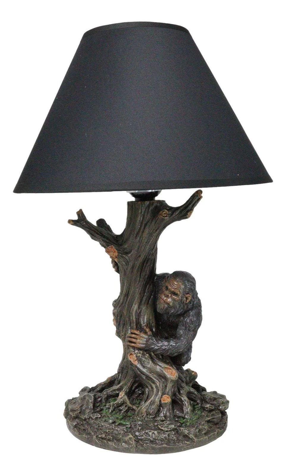 Mythical Creature Sasquatch Big Foot Cryptid Ape by Tree Trunk Table Lamp Decor-4