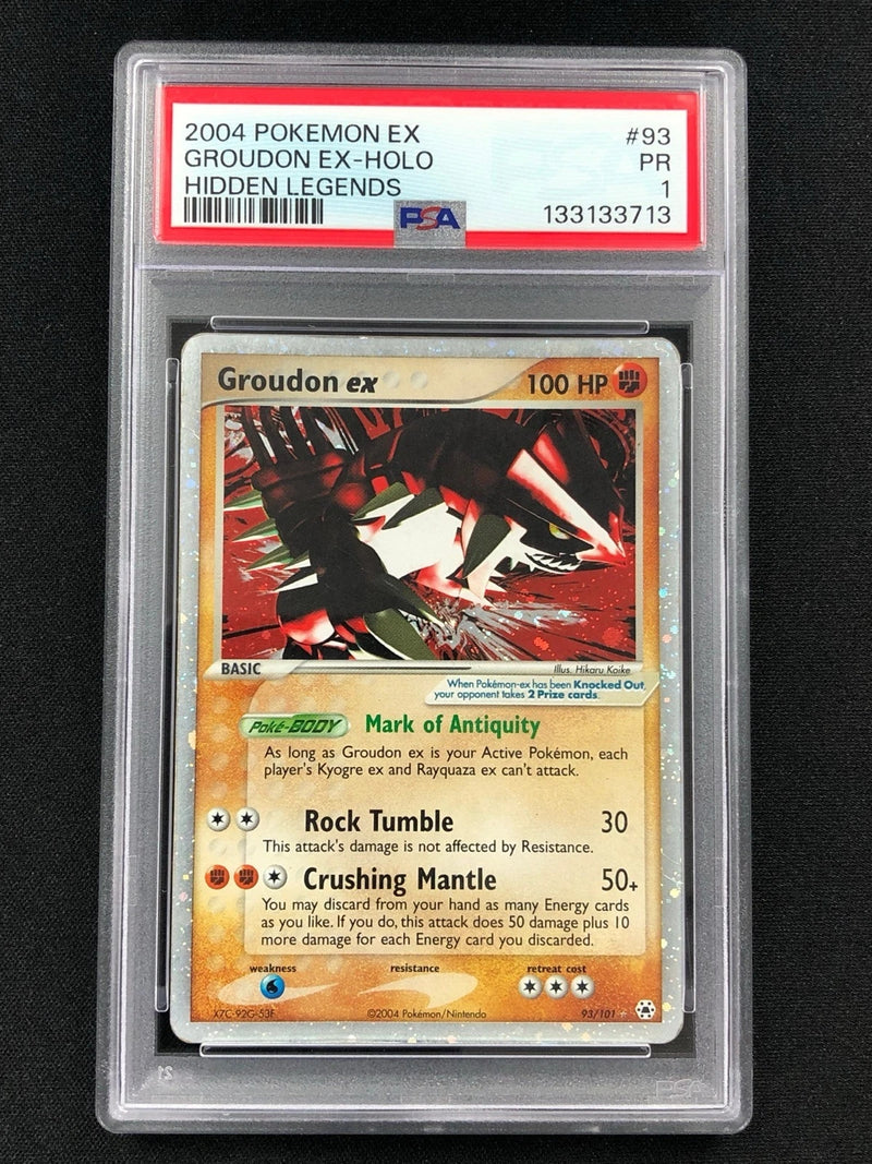 Pokemon 2004 Groudon EX Holo 93/101 PSA 1-1