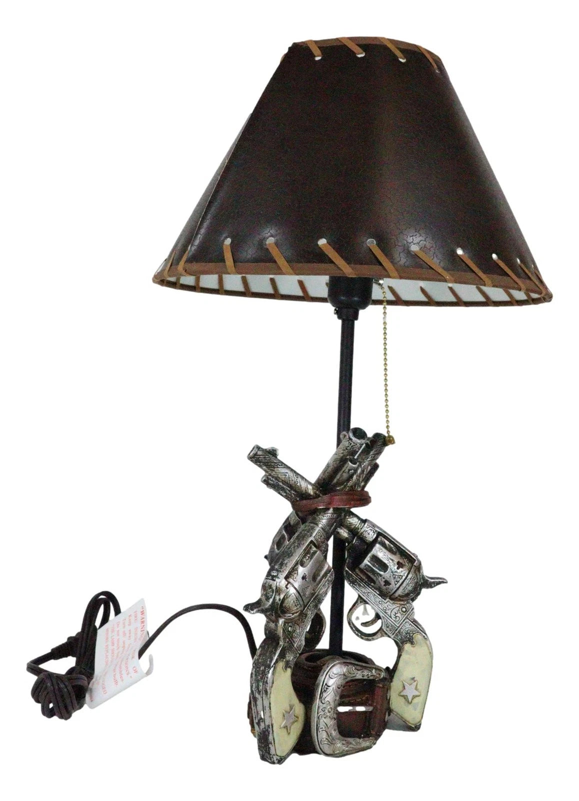 Rustic Western Triple Six Shooter Revolver Gun Pistols Cowboy Buckle Table Lamp-4