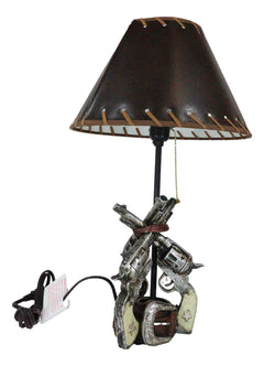 Rustic Western Triple Six Shooter Revolver Gun Pistols Cowboy Buckle Table Lamp-4