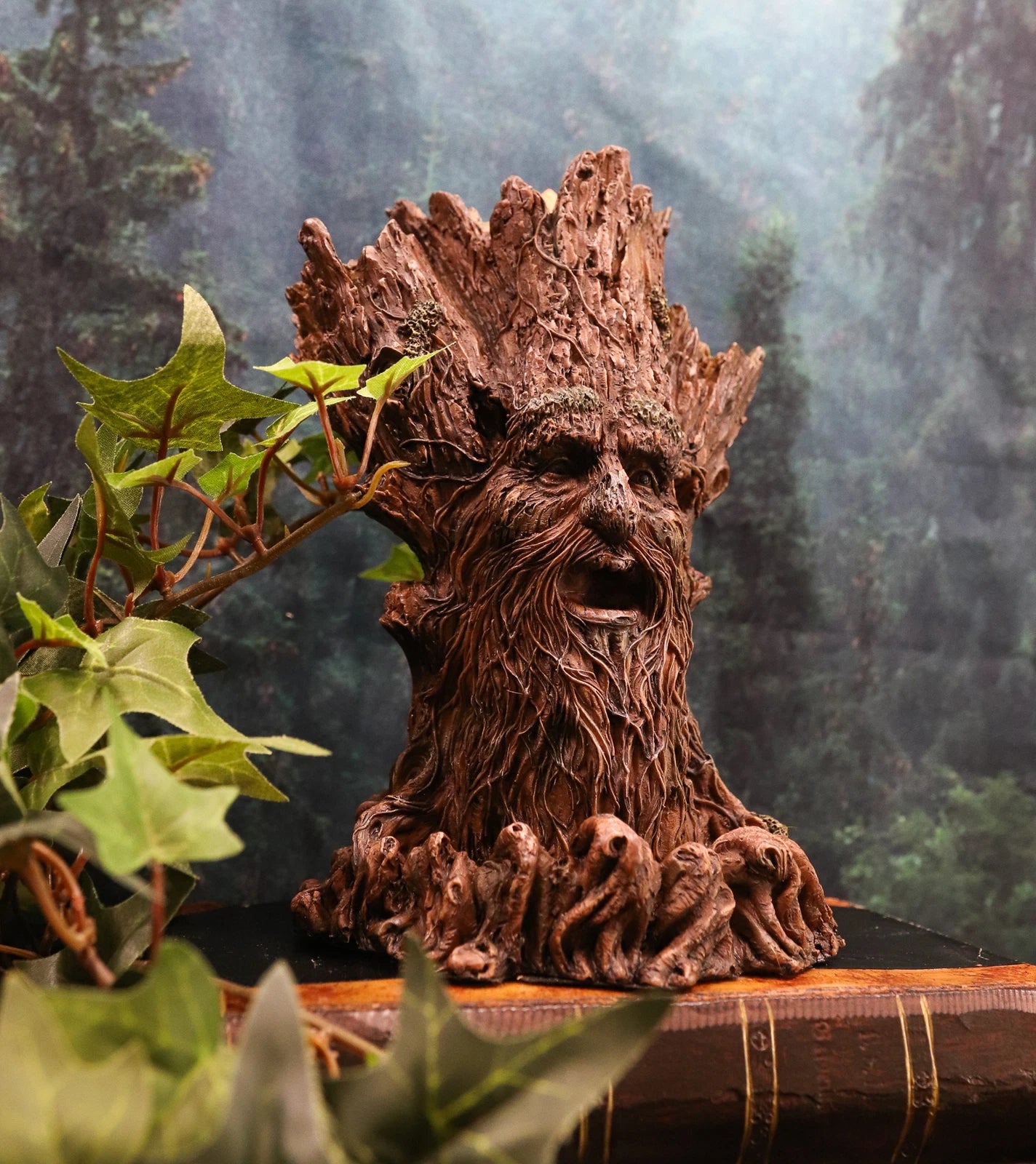 Whispering Forest Celtic Greenman Backflow Incense Cone Burner Figurine-3