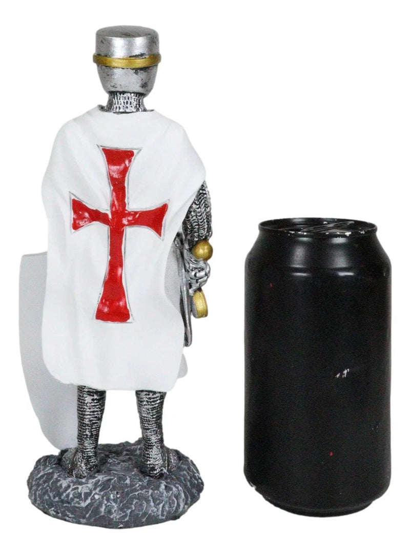 White Cloak Medieval Crusader Swordsman With Shield Of Faith Knight Figurine-2