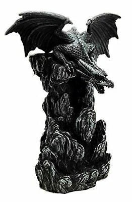 Dark Rocky Mountain Chernos Dragon Backflow Incense Tower Burner Statue-3