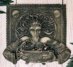 Celtic Goddess of Rebirth Cerridwen With Magical Potions Cauldron Wall Decor-1