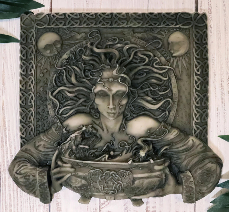 Celtic Goddess of Rebirth Cerridwen With Magical Potions Cauldron Wall Decor-1