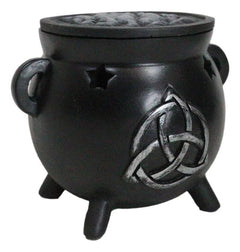 Wicca Sacred Triquetra Symbol Stars Cutout Witch Cauldron Incense Cone Burner-2