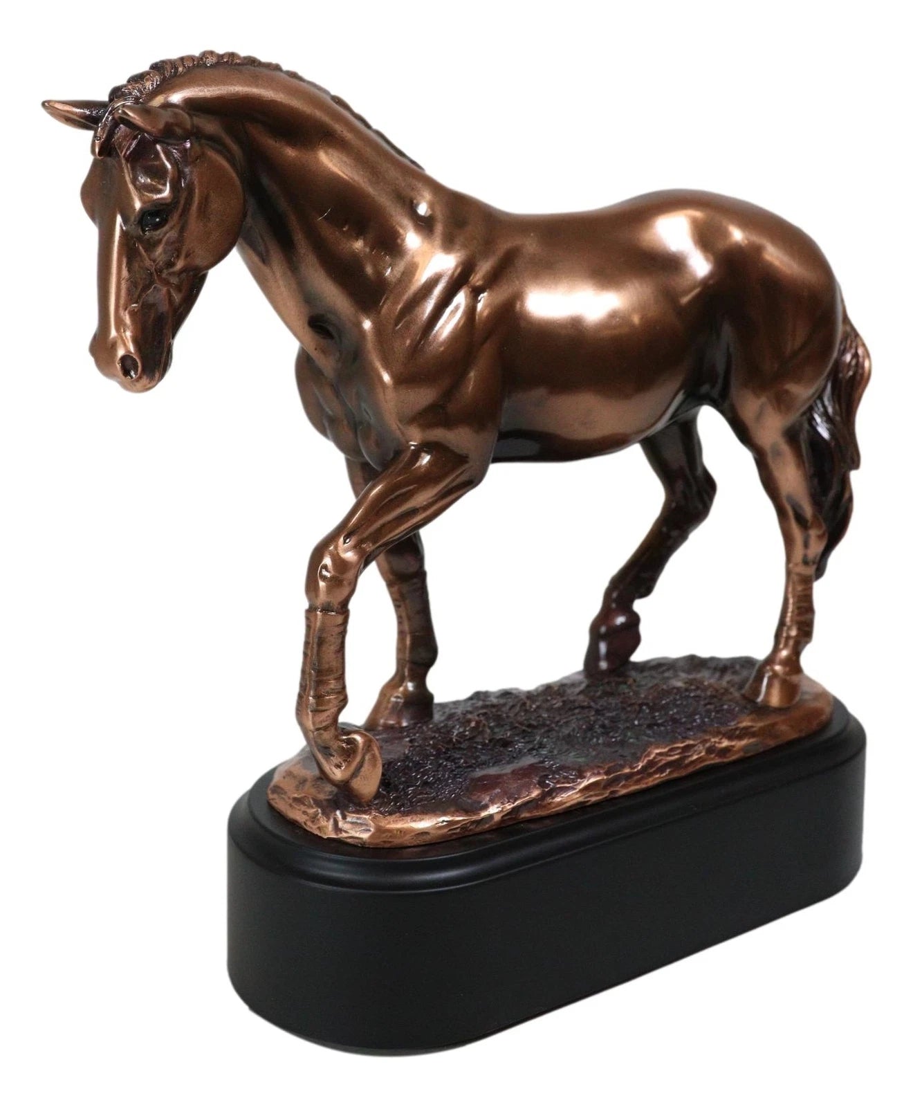 Hanoverian Mare Horse Walking The Pasture Bronze Electroplated Figurine Statue-4