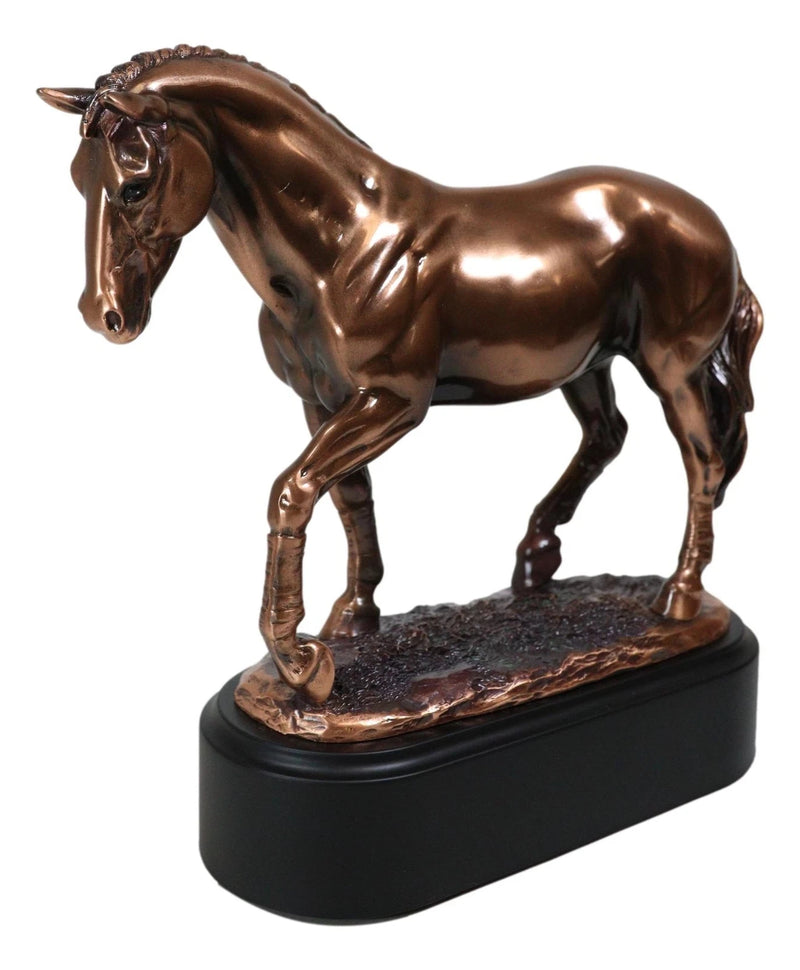 Hanoverian Mare Horse Walking The Pasture Bronze Electroplated Figurine Statue-4