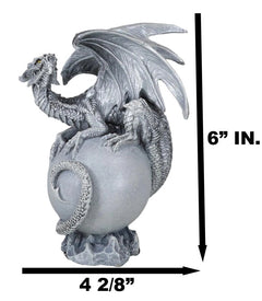 Fantasy Wyrmling White Shadow Ghost Dragon Sleeping On Gray Moon Figurine-2