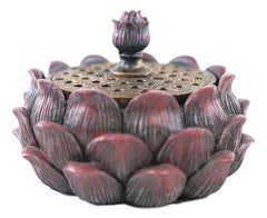 Meditation Of Buddha Lotus Flower Multiple Incense Stick Holder Figurine-3