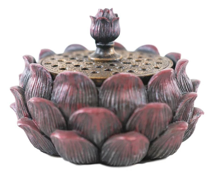 Meditation Of Buddha Lotus Flower Multiple Incense Stick Holder Figurine-3