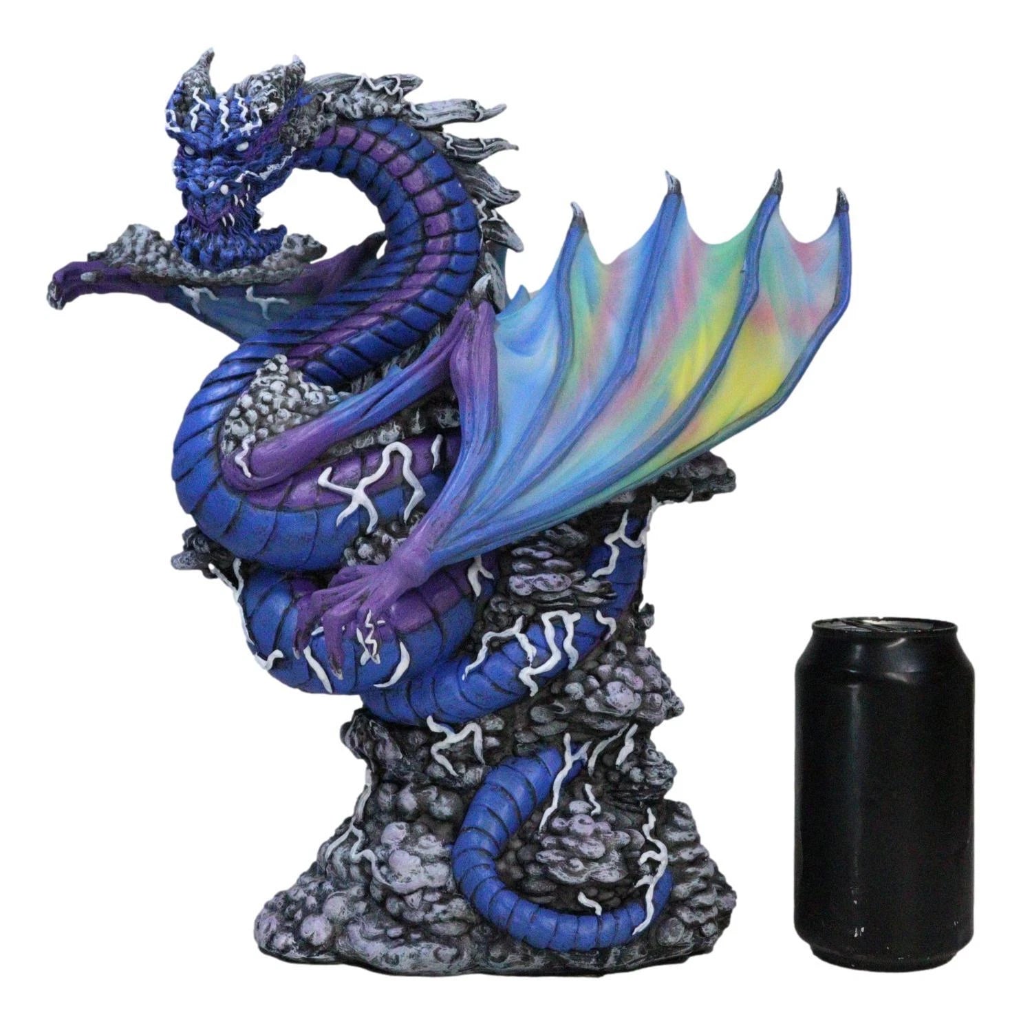 Ryvthys Air Elemental Blue Wind Rainbow Winged Dragon On Lightning Clouds Statue-2