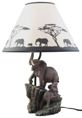 Migration Of The Majestic Elephant Family Safari Desktop Table Lamp Statue Decor-2