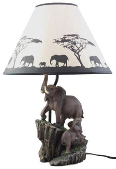Migration Of The Majestic Elephant Family Safari Desktop Table Lamp Statue Decor-2