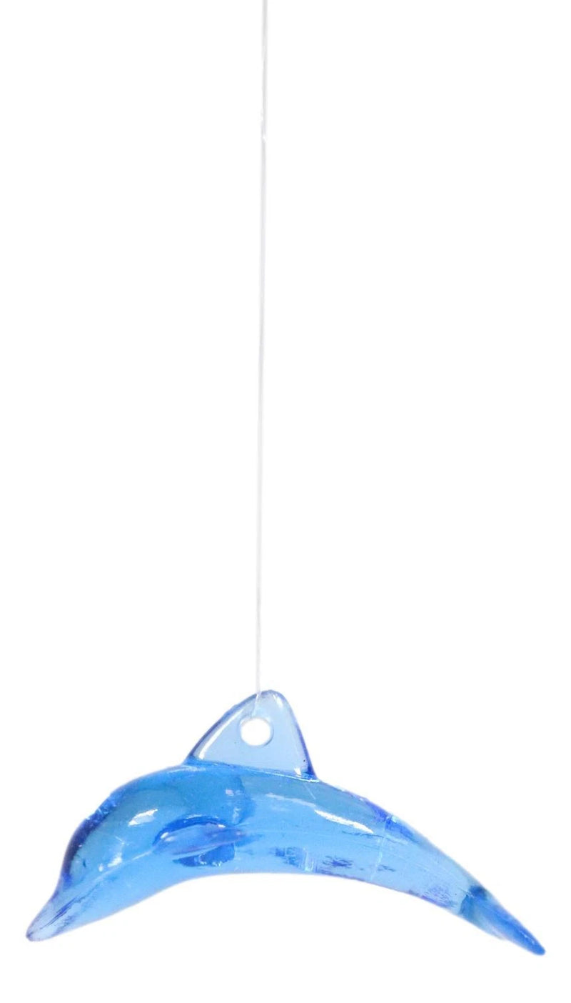 Nautical Marine Blue Swimming Dolphin Acrylic Glass Wind Chime 22"L Sea Dolphins-3