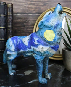 Colección de figuras tótem tribales nativas de Moon Mountain, lobo aullador, espíritu, 15 cm de largo-1