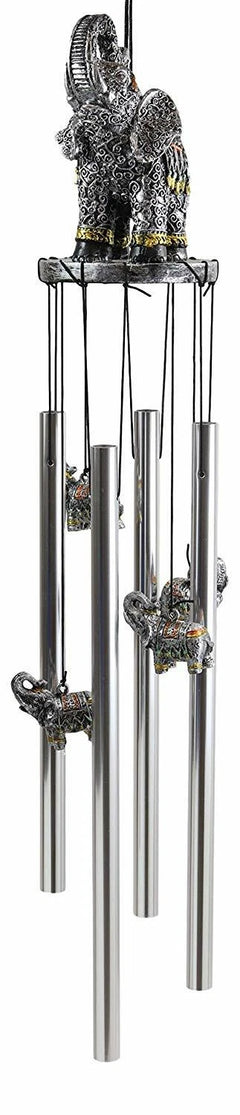 Feng Shui Thai Buddha Elephant In Filigree Art Figurine Crown Garden Wind Chime-7