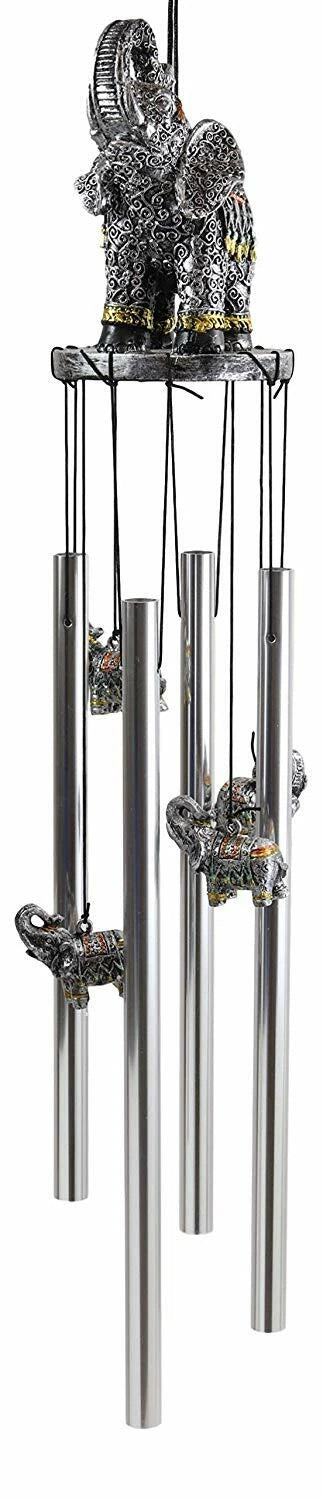 Feng Shui Thai Buddha Elephant In Filigree Art Figurine Crown Garden Wind Chime-7