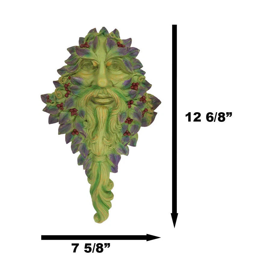 Celtic Winter Solstice Greenman Hanging Wall Decor Plaque 12.75" High-5