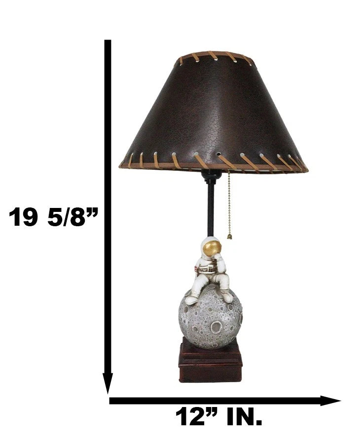 Deep Space Exploration Astronaut Landing On Cratered Moon Desktop Table Lamp-8