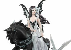 Nene Thomas Lamentation of Swans Masquerade Fairy Riding On Black Horse Statue-5
